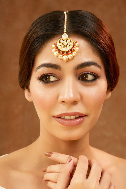 Moissanite Polki Embellished Maangtikka 