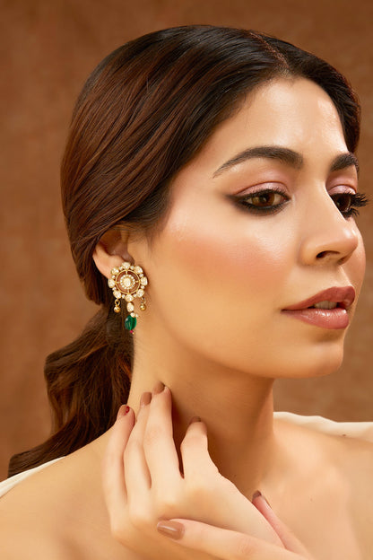 Moissanite Polki Designer Earrings 