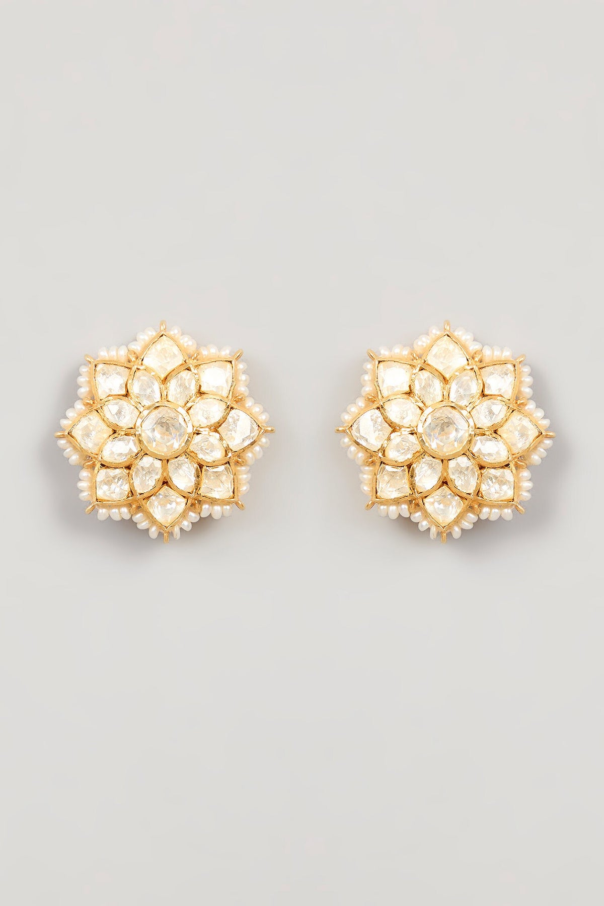 Moissanite Polki Embellished Stud Earrings 