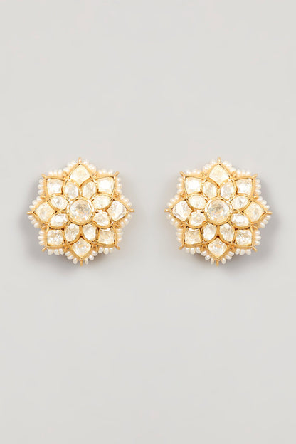Moissanite Polki Embellished Stud Earrings 