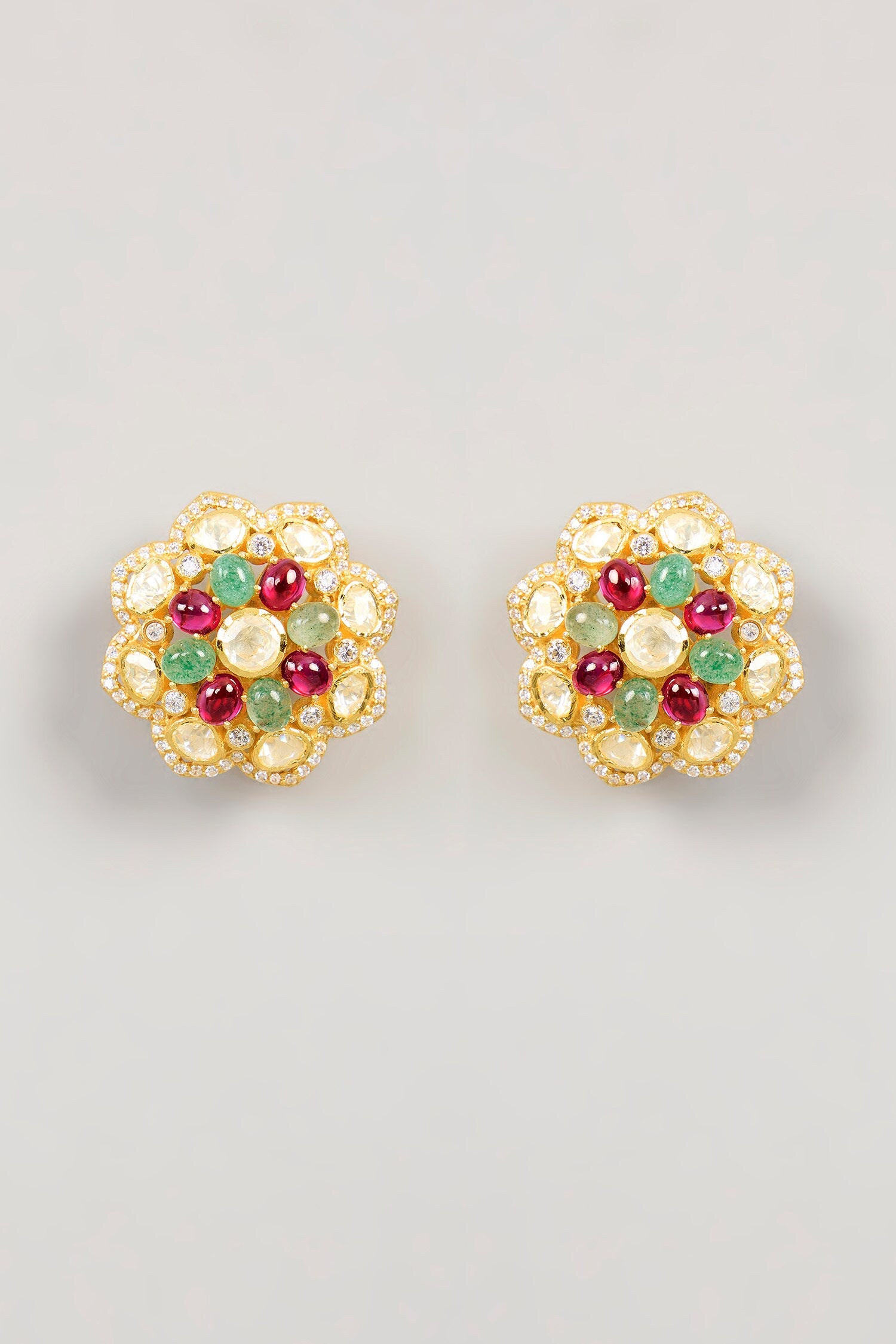 Moissanite Polki Stud Earrings 
