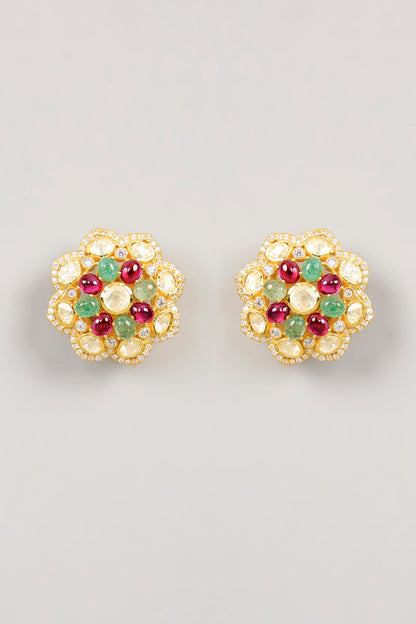 Moissanite Polki Stud Earrings 