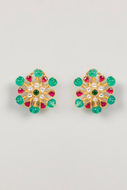 Kundan Stone Embellished Stud Earrings 