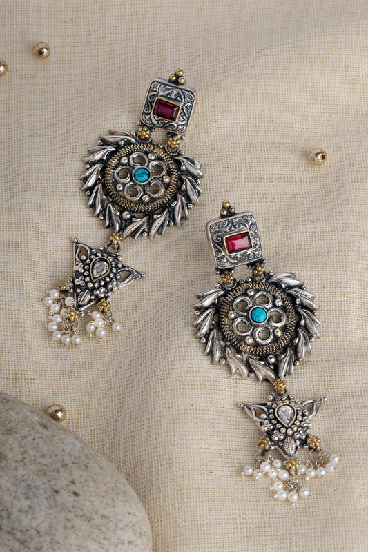 Temple Geometric Carved Danglers 