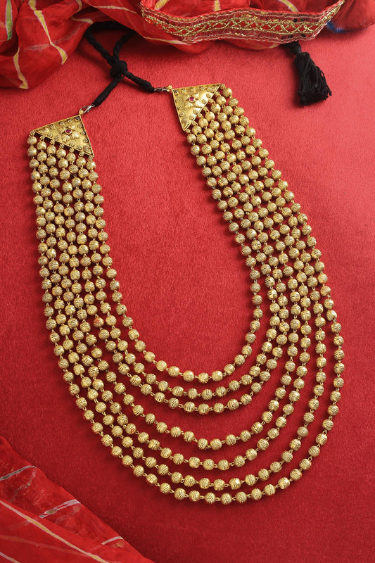 Layered Gold Beaded Necklace 