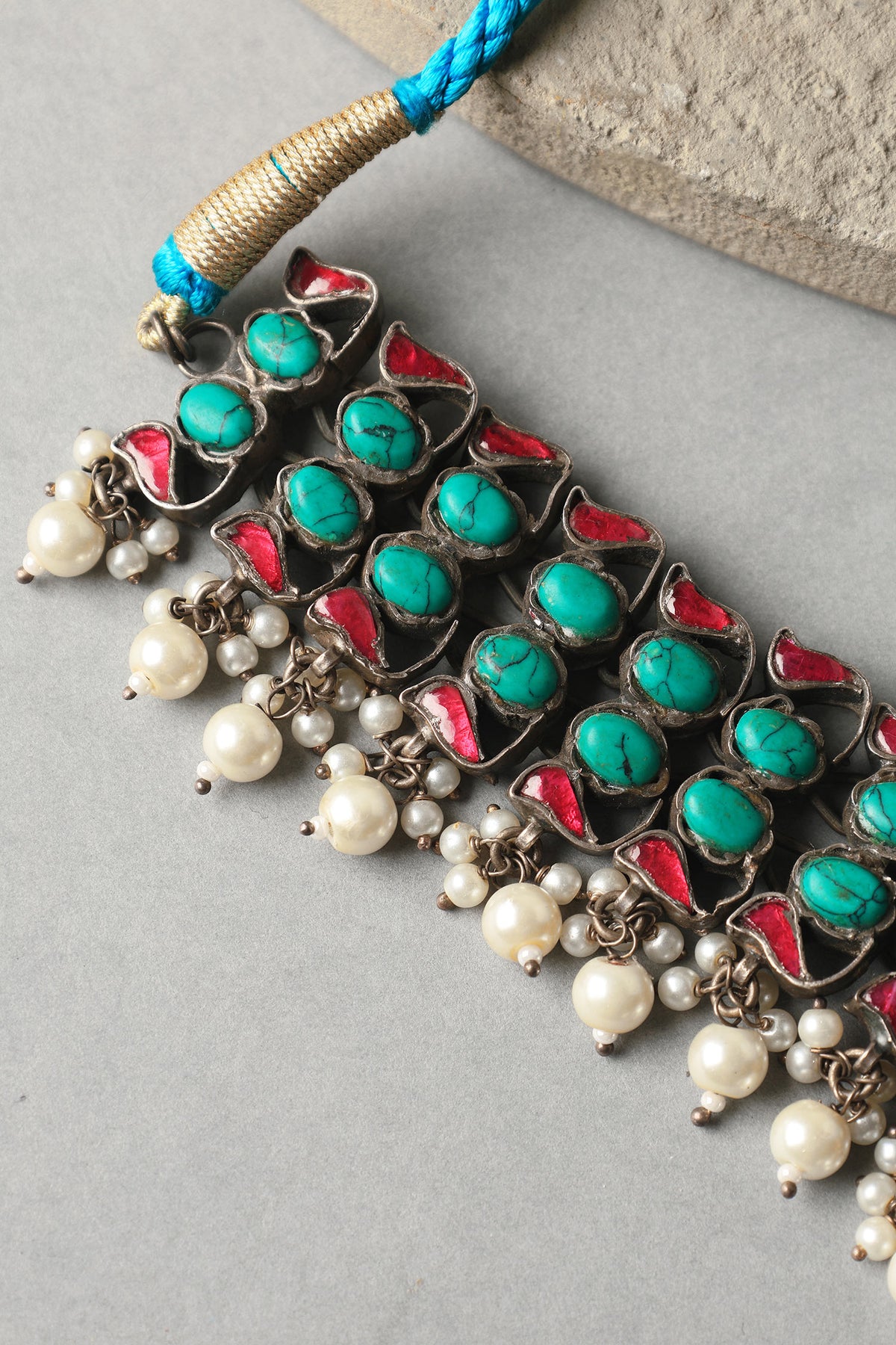 Turquoise Kundan Pearl Choker 