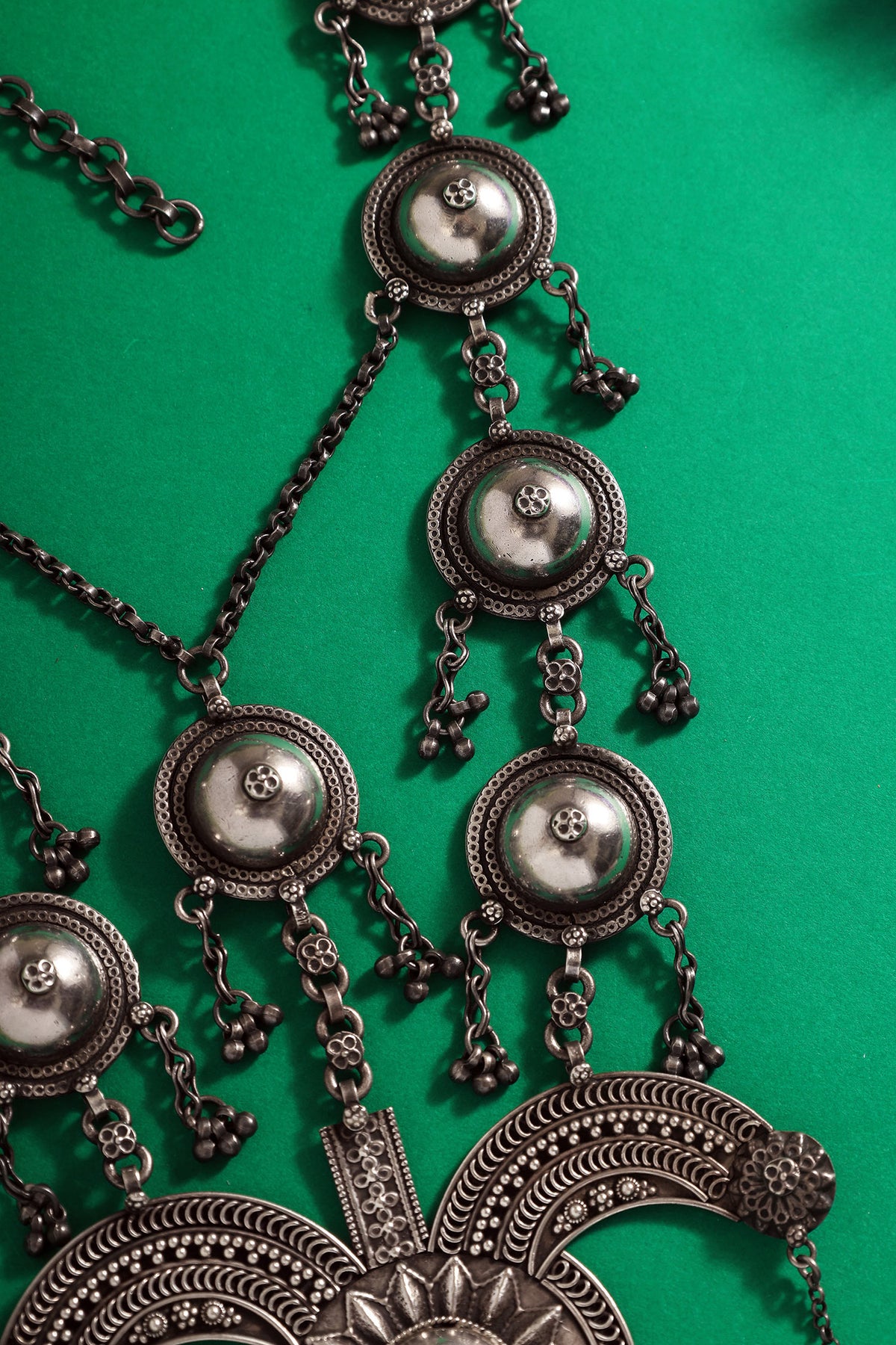 Silver Ghungroo Tribal Layered Necklace 