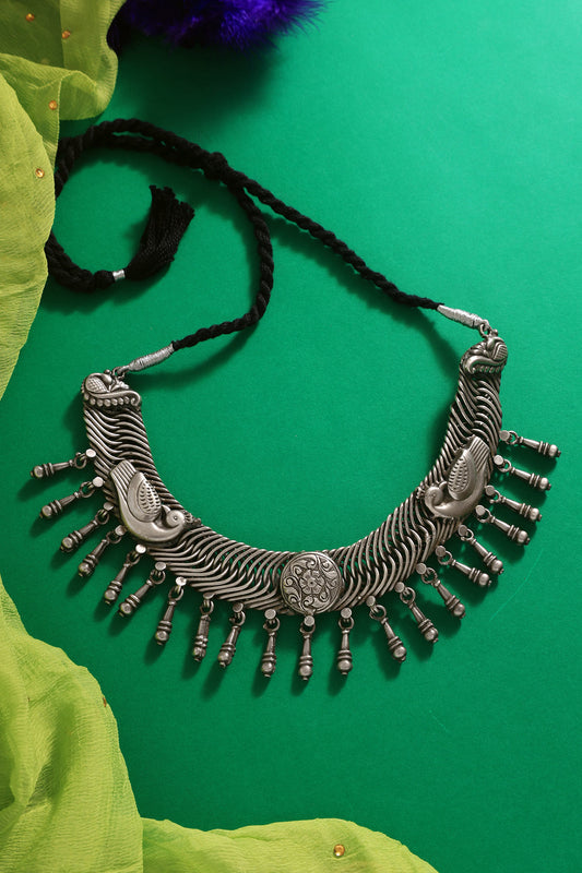 Carved Peacock Motif Choker 