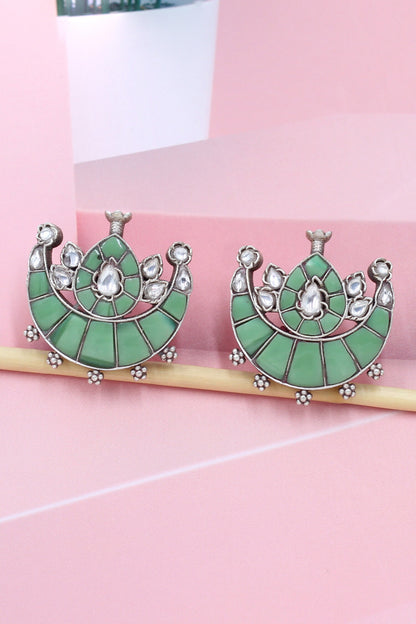 Green Hydro Stone Stud Earrings 