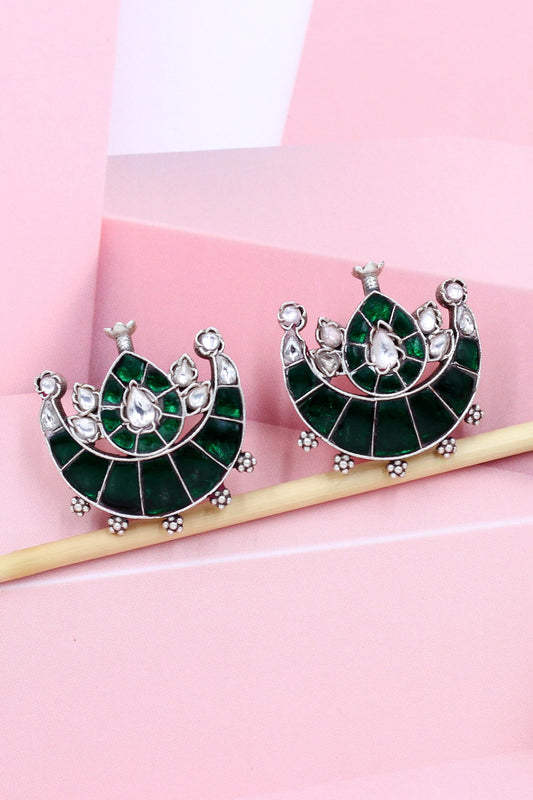 Green Hydro Stone Studded Earrings 