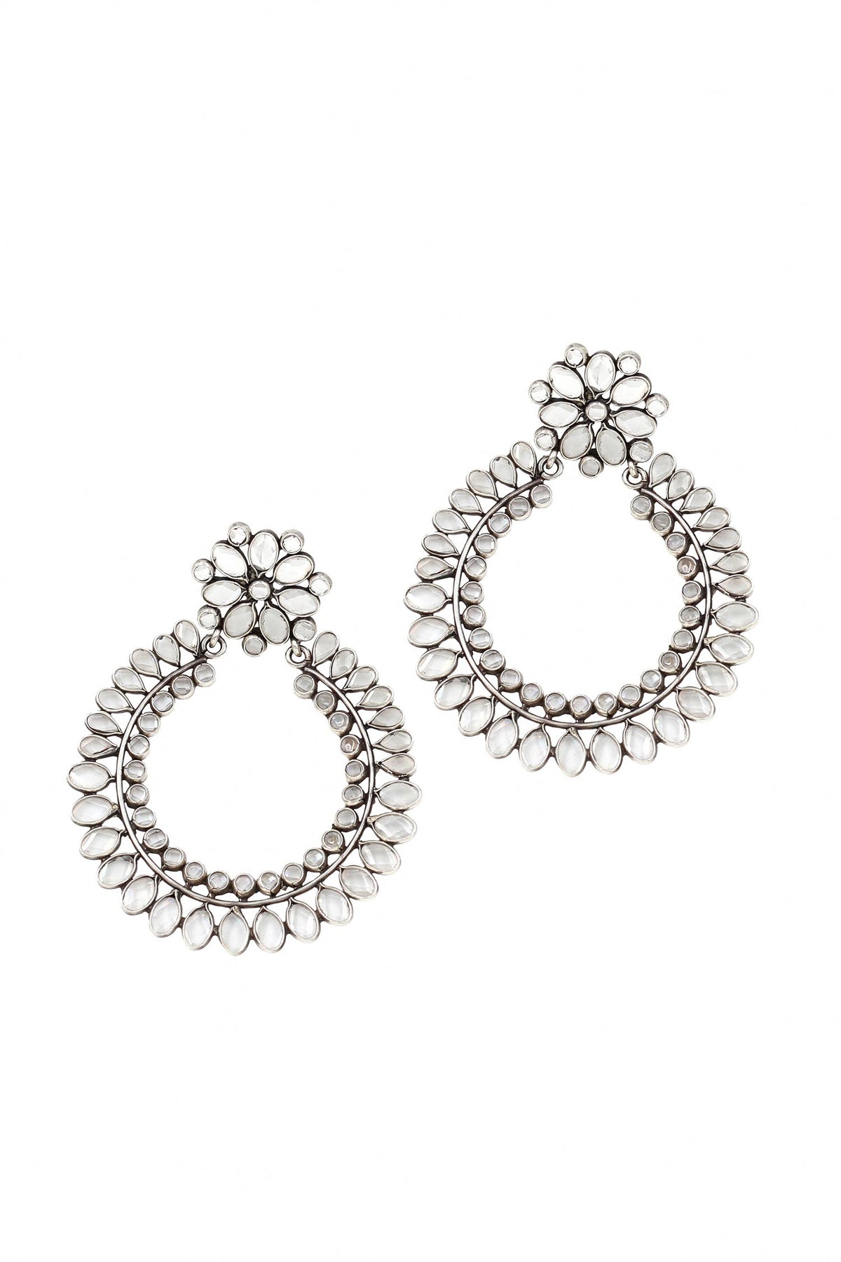 Silver Checker Stone Danglers 