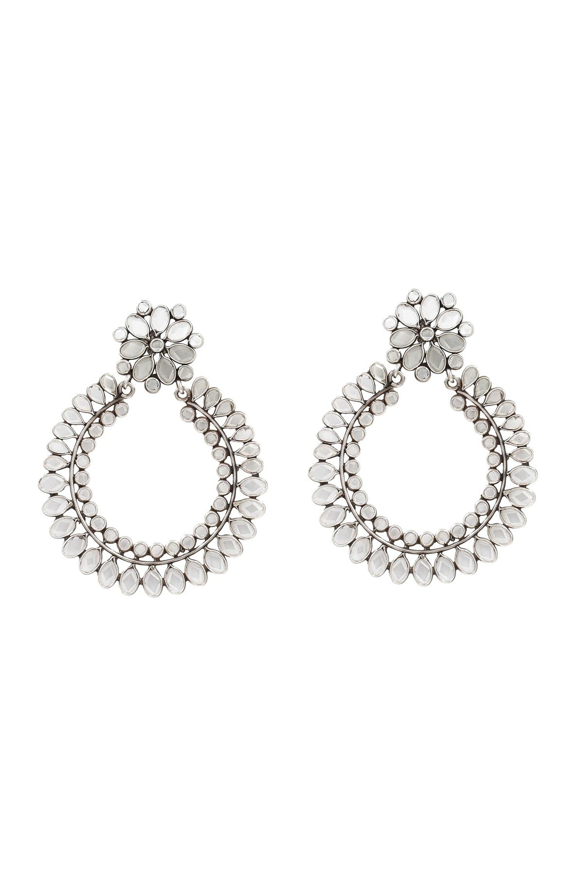 Silver Checker Stone Danglers 