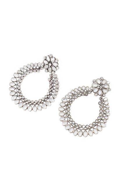 Silver Checker Stone Danglers 