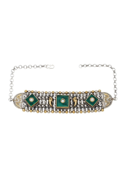 Studded Peacock Carved Choker 