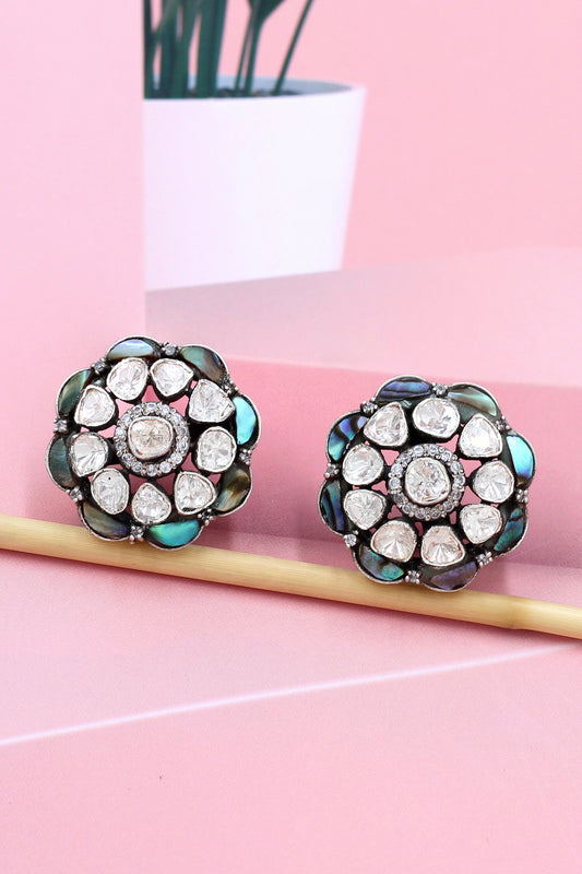 Multi Color Moissanite Blossom Studs 