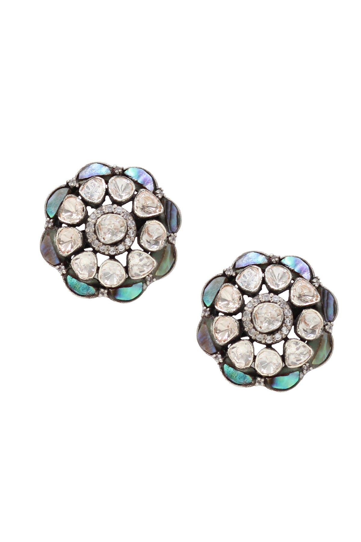 Multi Color Moissanite Blossom Studs 