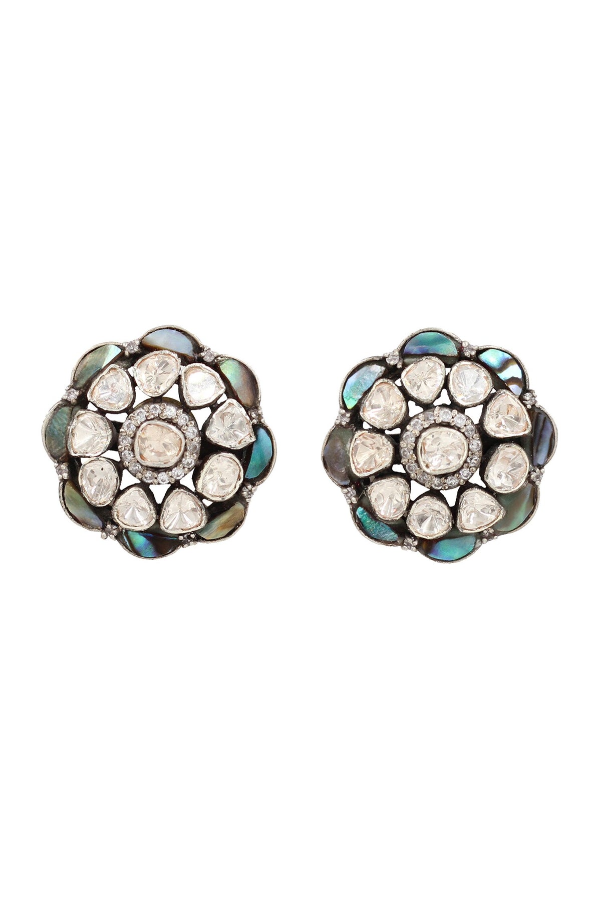 Multi Color Moissanite Blossom Studs 