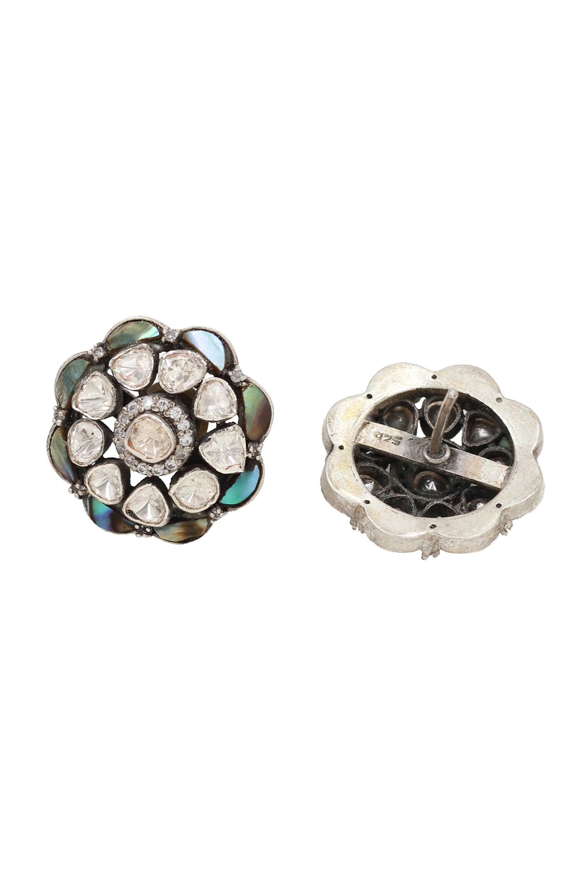 Multi Color Moissanite Blossom Studs 