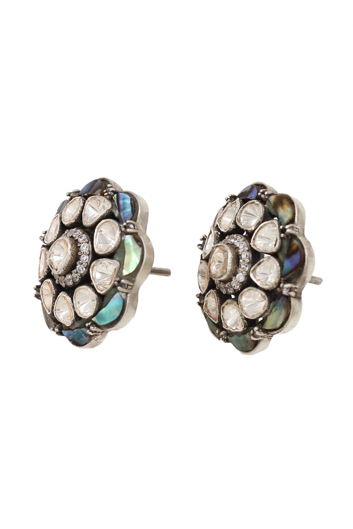 Multi Color Moissanite Blossom Studs 