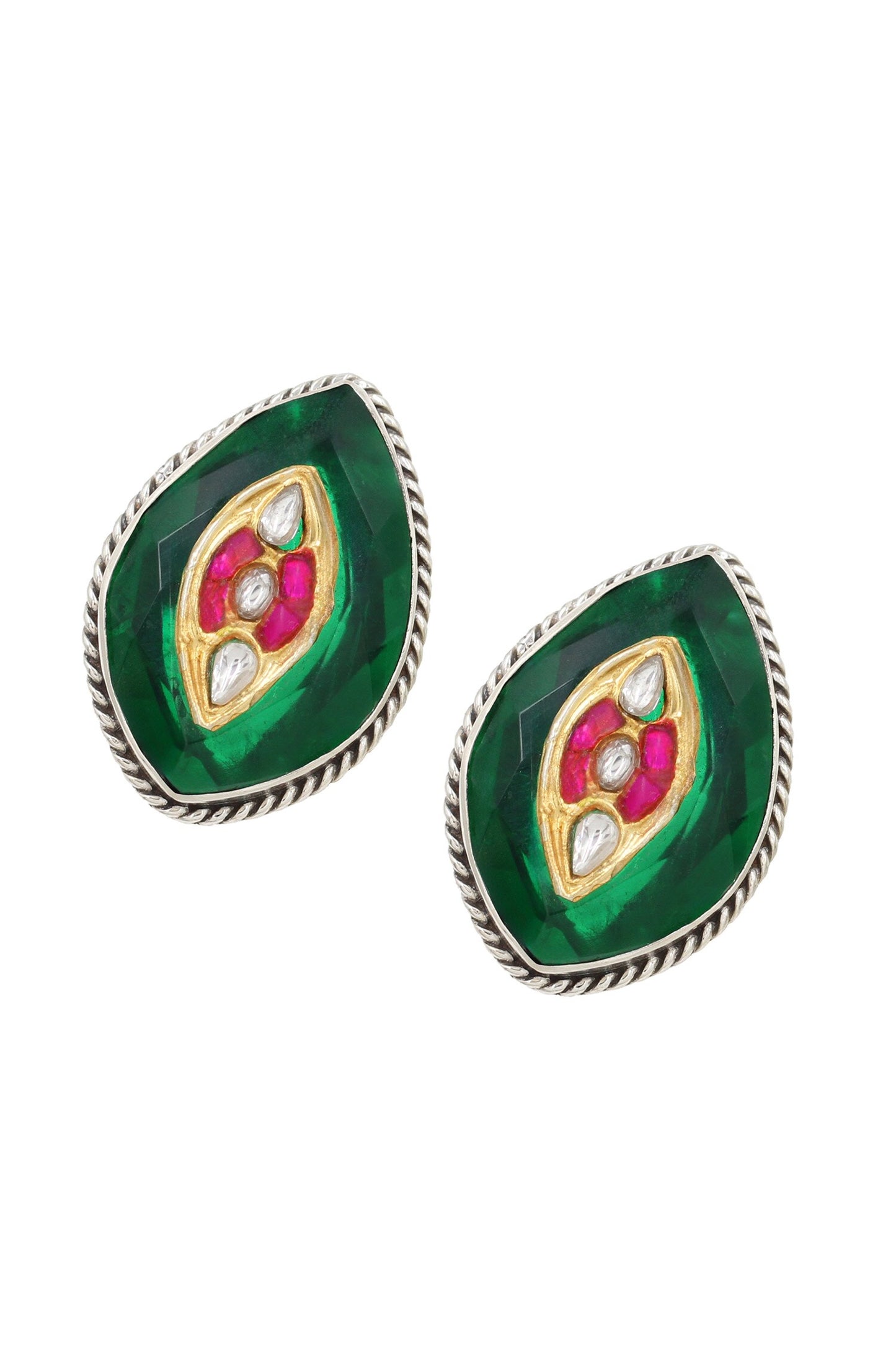 Hydro Embellished Leaf Stud Earrings 