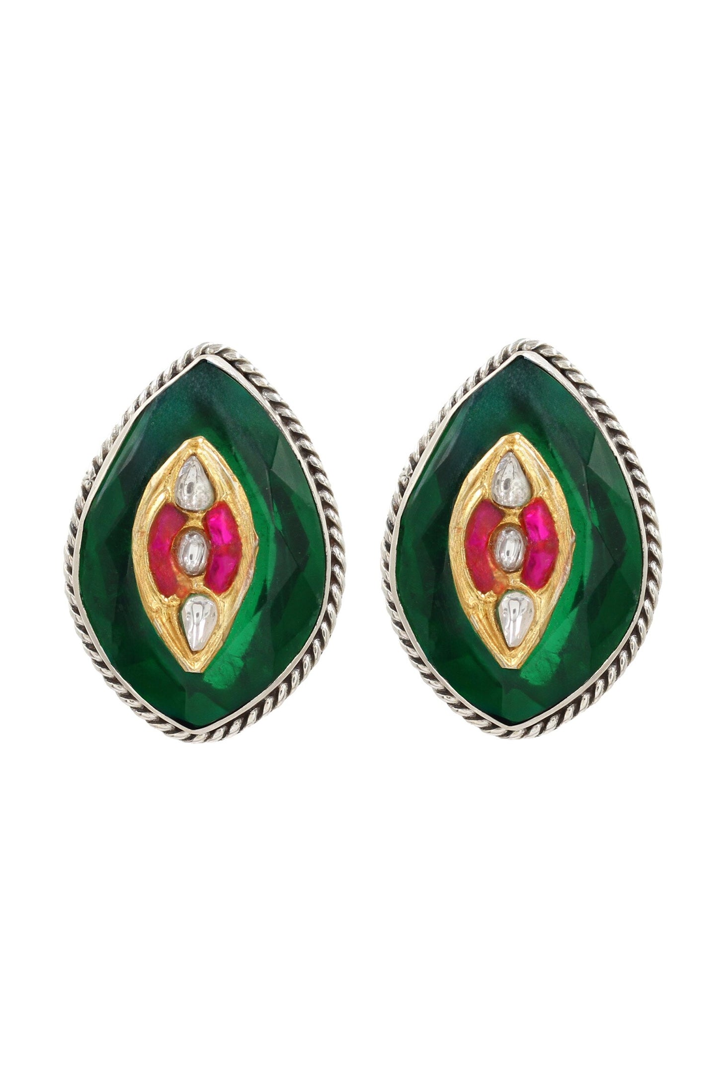 Hydro Embellished Leaf Stud Earrings 