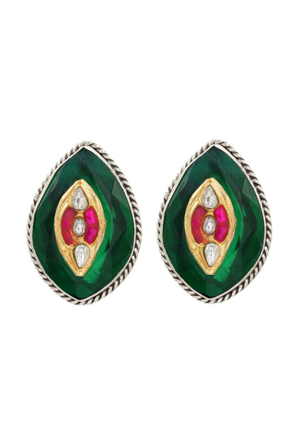 Hydro Embellished Leaf Stud Earrings 