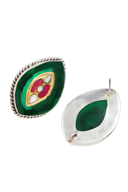 Hydro Embellished Leaf Stud Earrings 