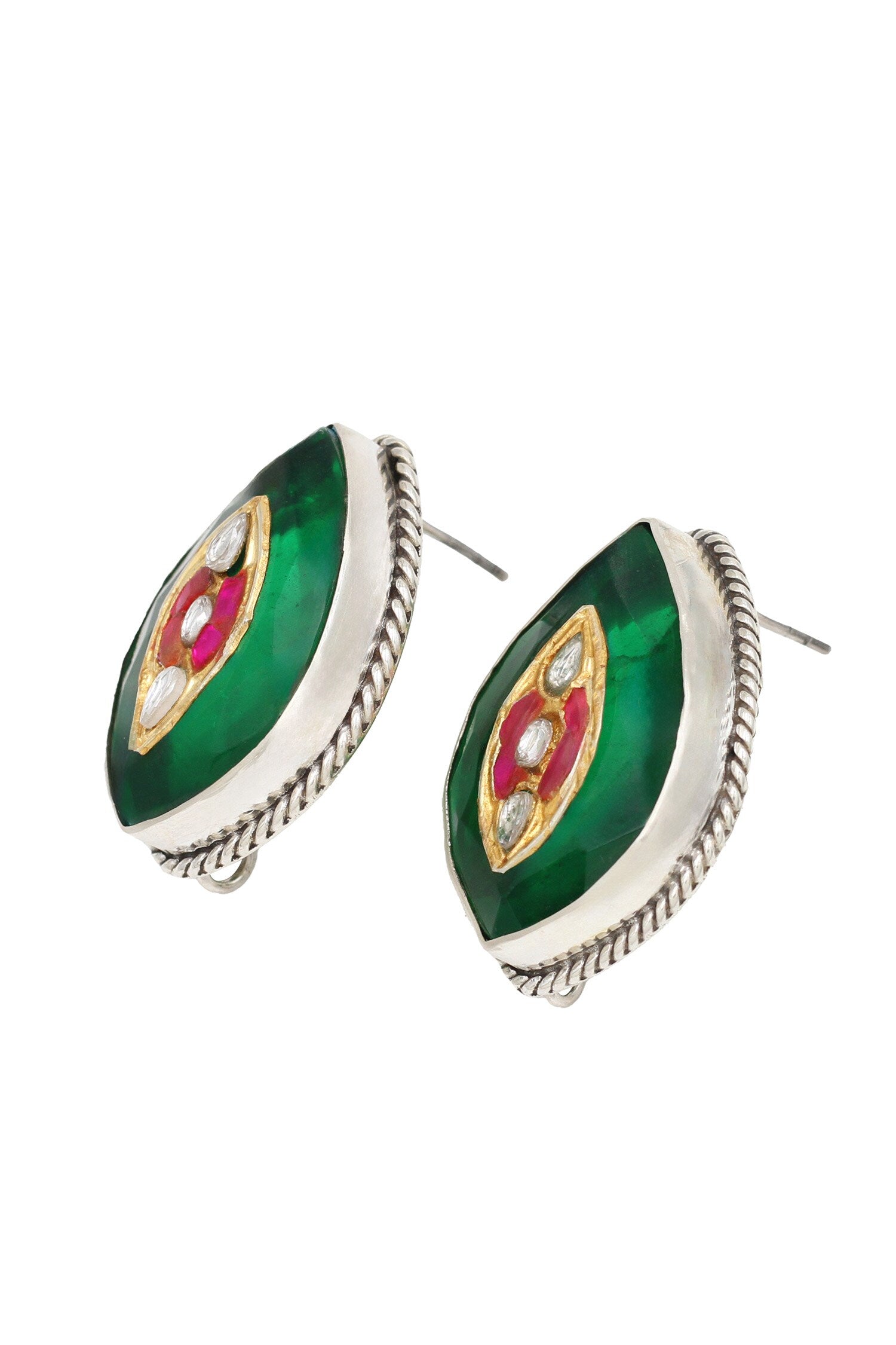 Hydro Embellished Leaf Stud Earrings 