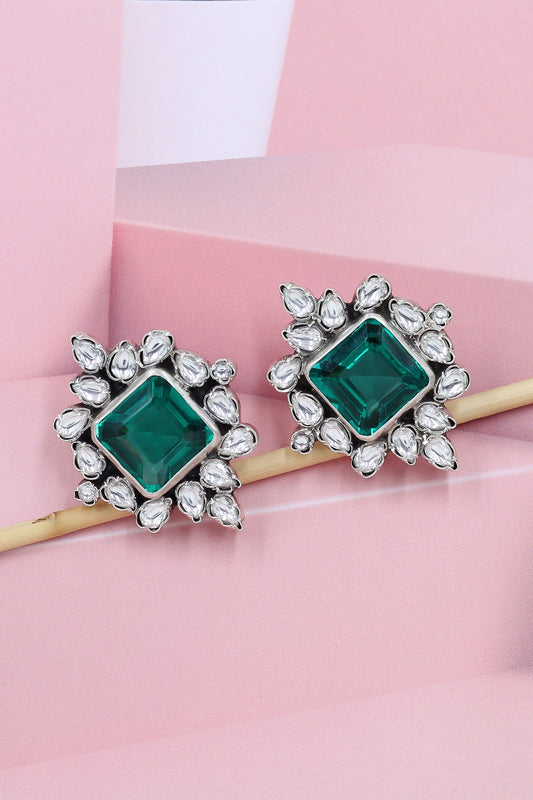 Kundan Embellished Crest Stud Earrings 