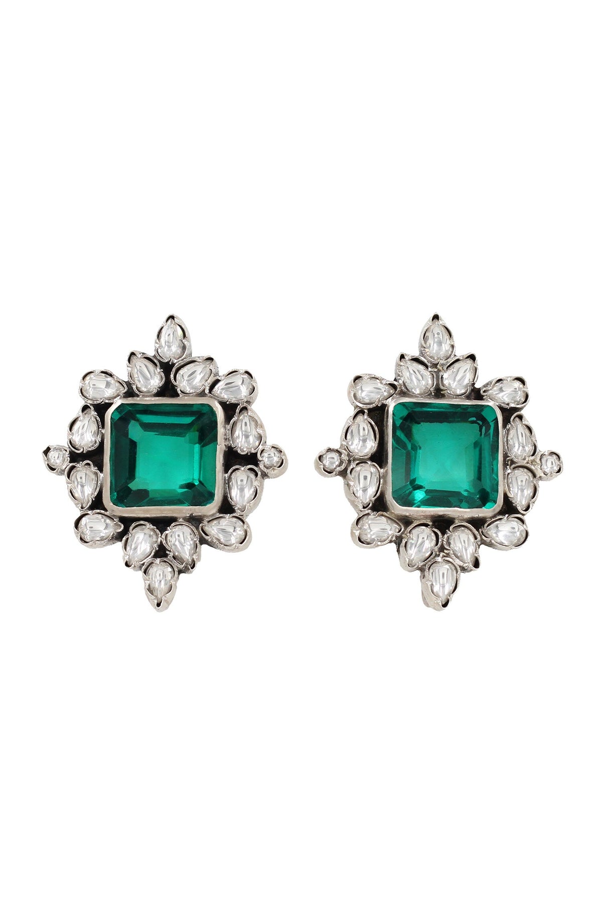 Kundan Embellished Crest Stud Earrings 