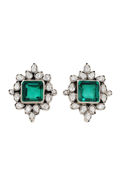 Kundan Embellished Crest Stud Earrings 