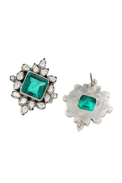 Kundan Embellished Crest Stud Earrings 