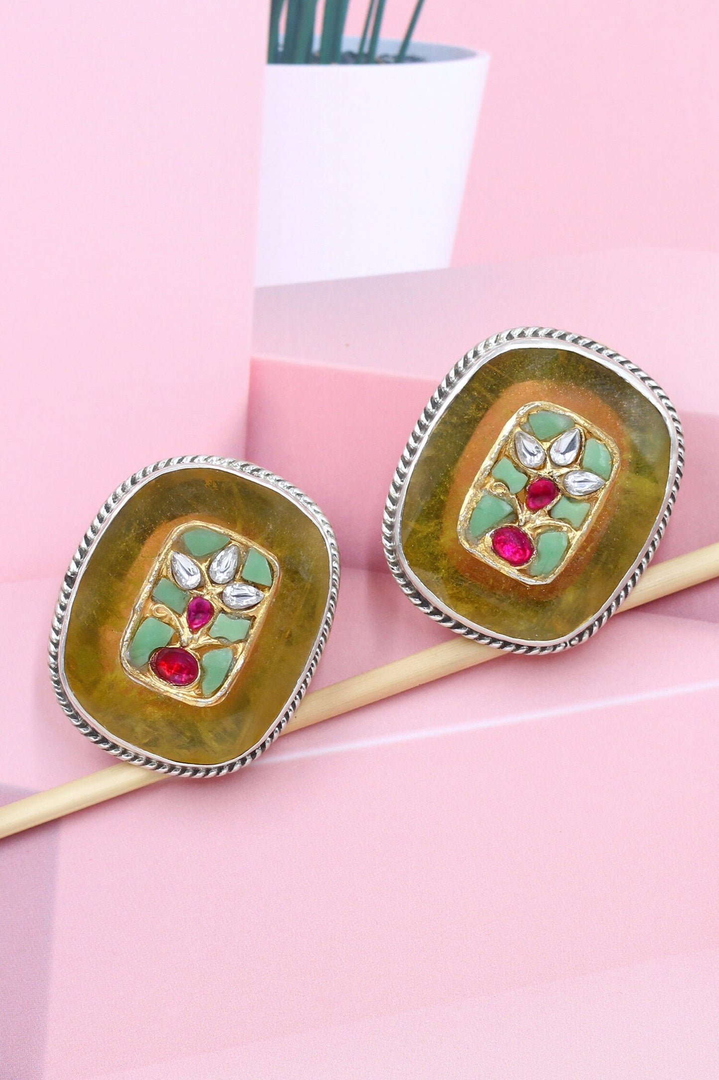 Hydro Embellished Phool Stud Earrings 