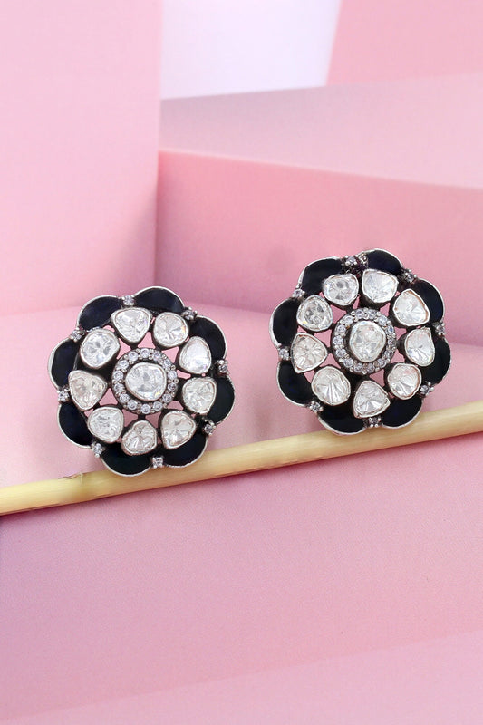 Floral Moissanite Stud Earrings 
