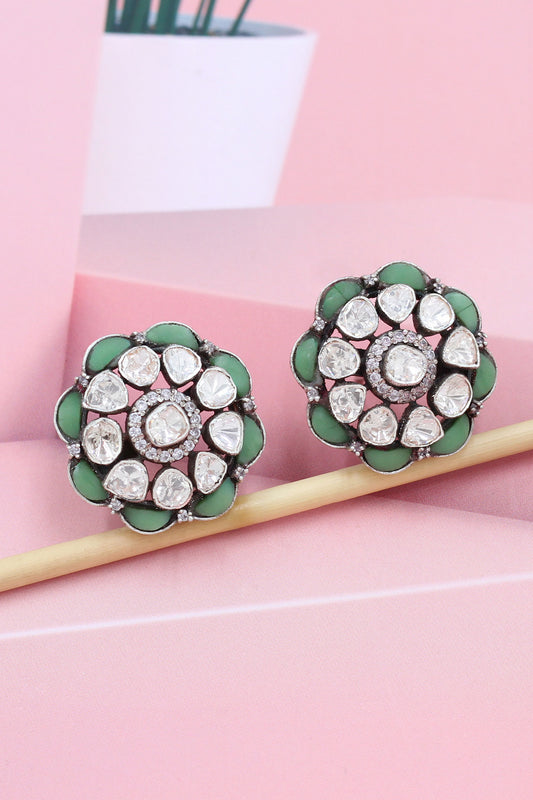 Flora Stud Earrings with Moissanite 