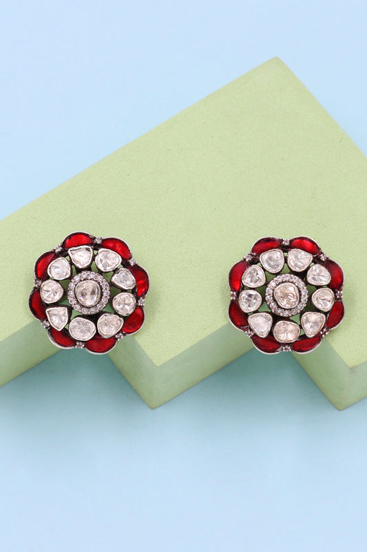 Florin Studs with Moissanite Embellishments 