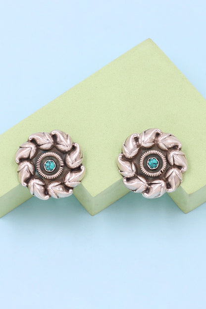 Turquoise Stone Bloom Swerve Studs 