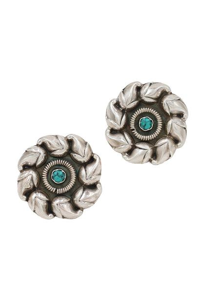 Turquoise Stone Bloom Swerve Studs 