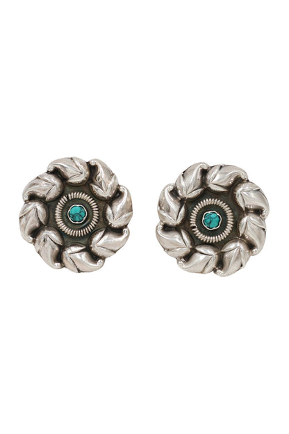Turquoise Stone Bloom Swerve Studs 