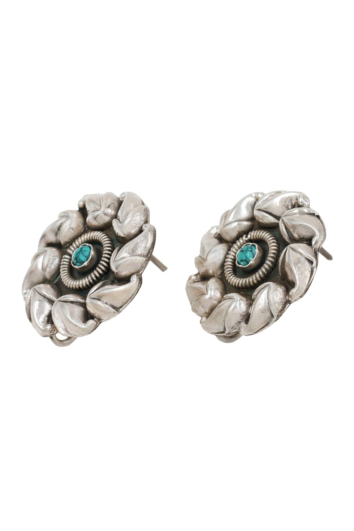 Turquoise Stone Bloom Swerve Studs 