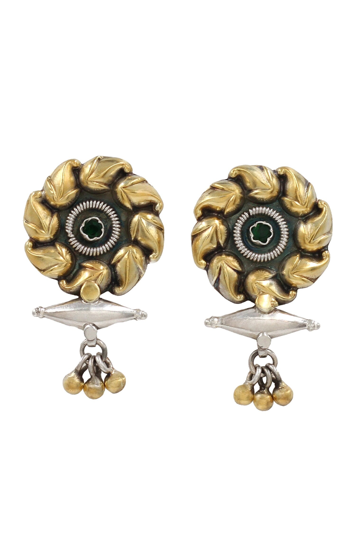 Gold & Silver Bloom Spike Earrings 