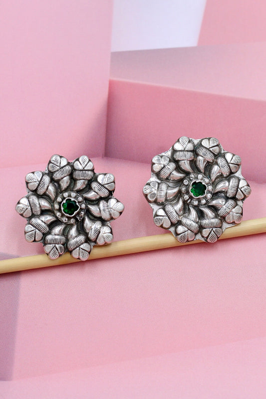 Floral Hydro Embellished Stud Earrings 