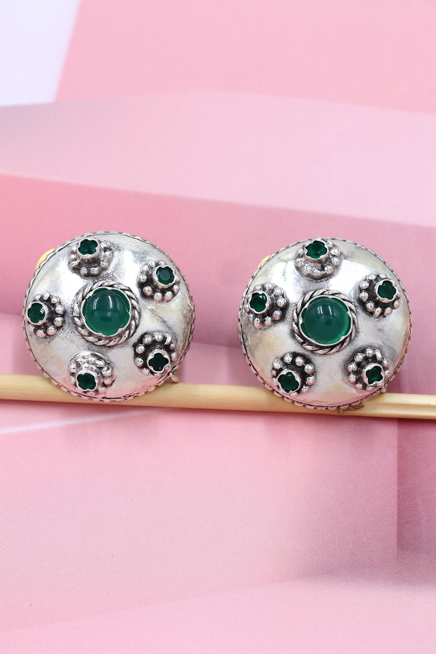 Boho Floret Silver Stud Earrings 