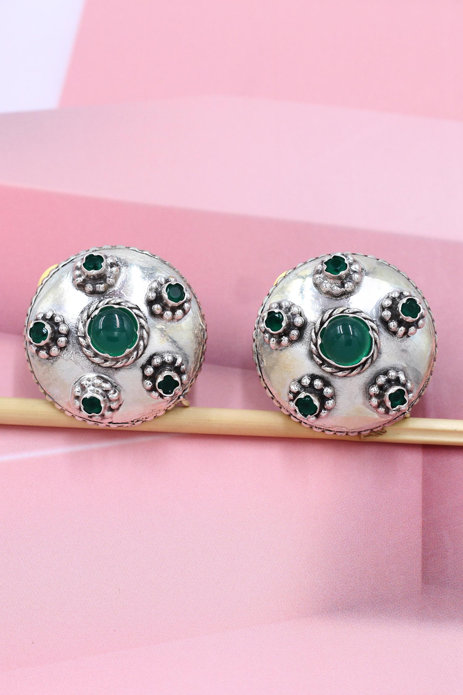 Boho Floret Silver Stud Earrings 