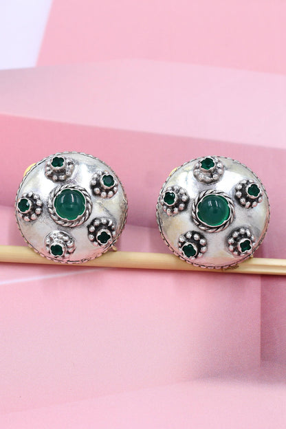 Boho Floret Silver Stud Earrings 