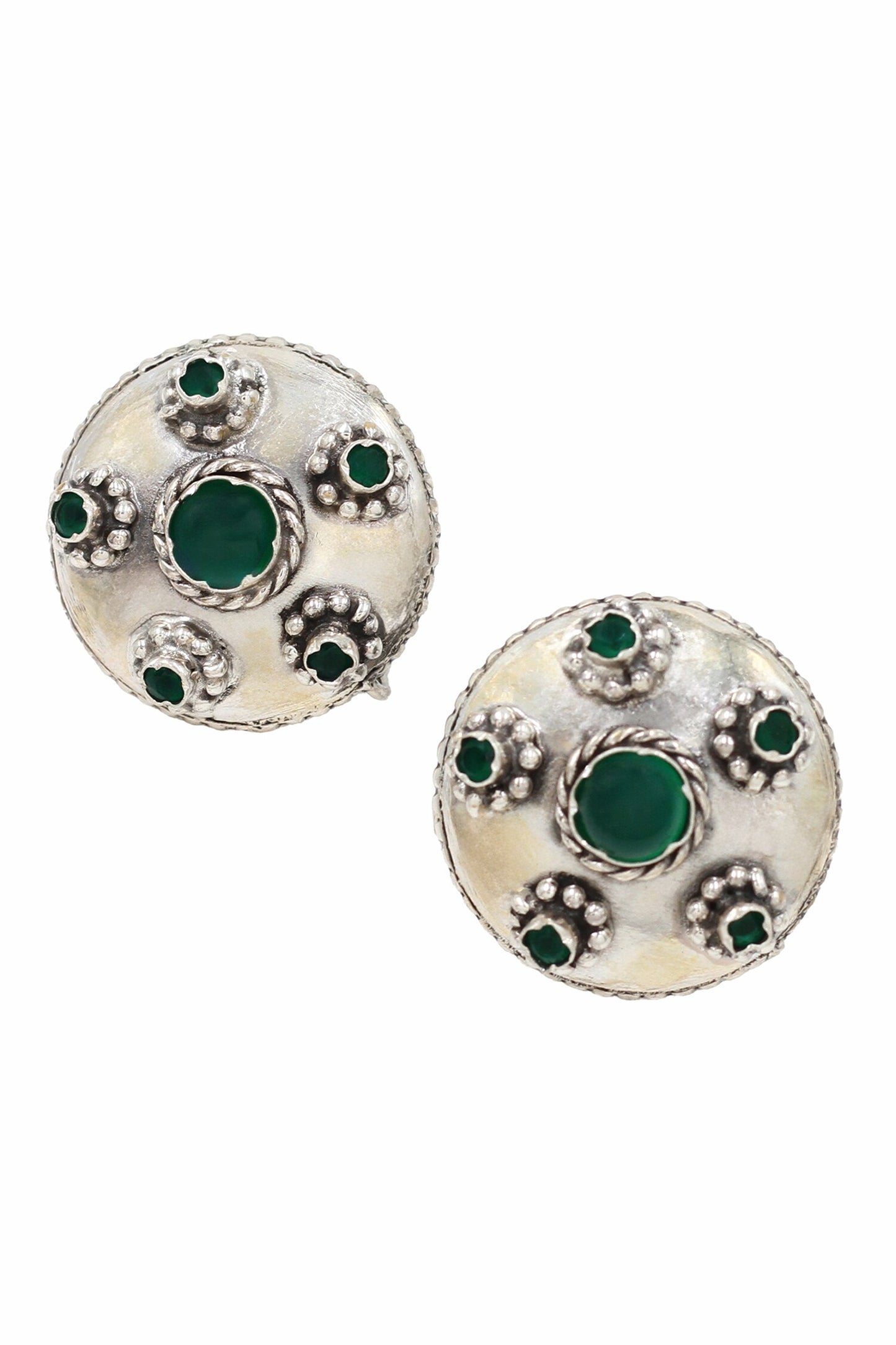 Boho Floret Silver Stud Earrings 