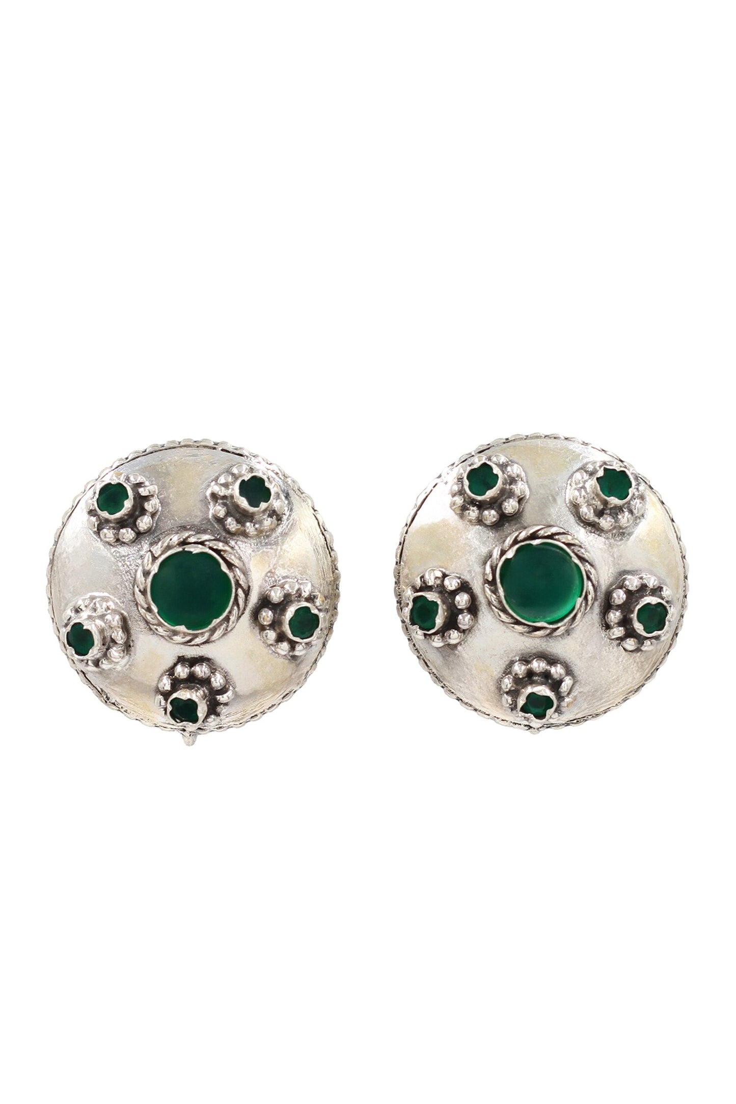 Boho Floret Silver Stud Earrings 