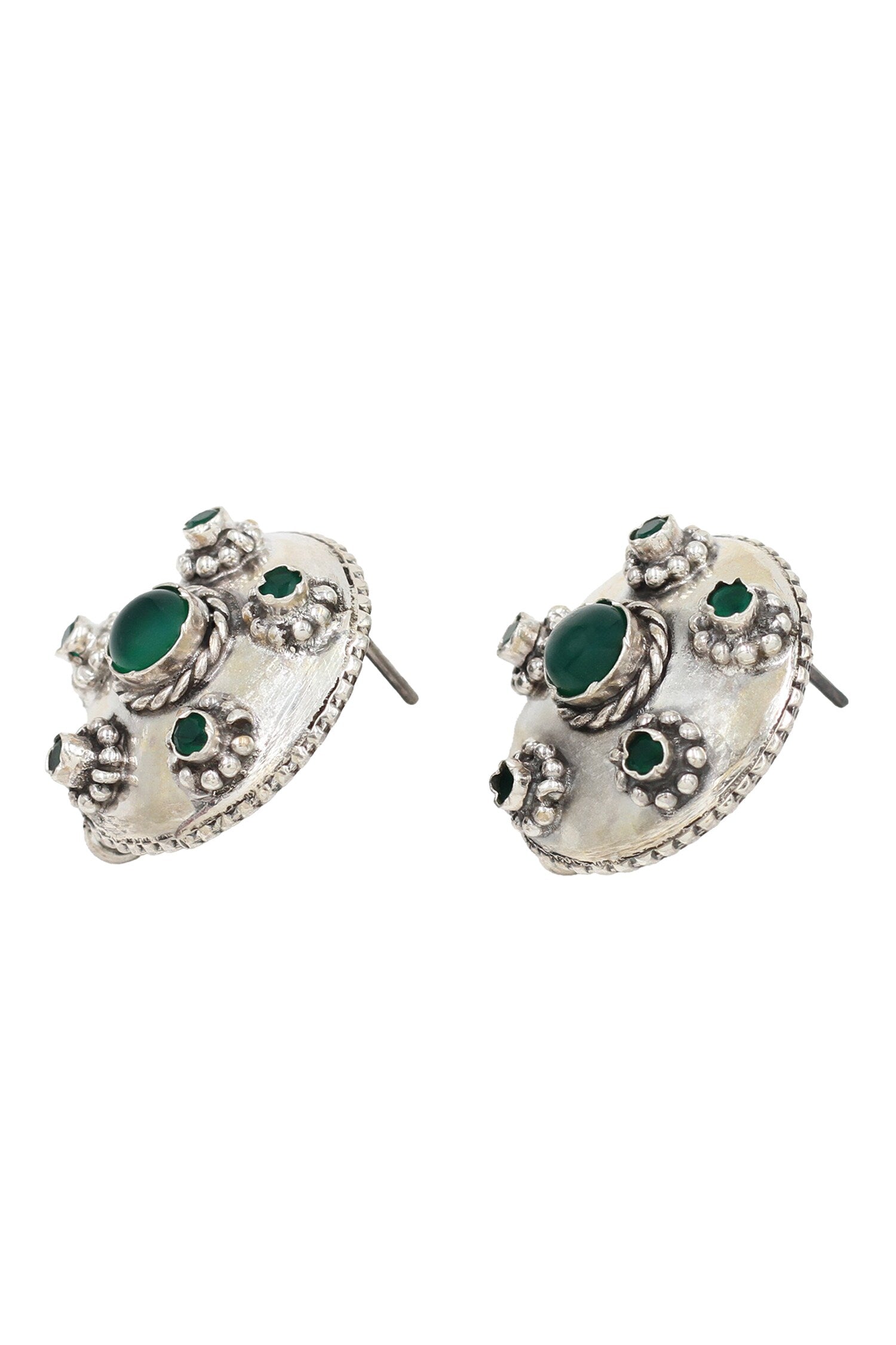 Boho Floret Silver Stud Earrings 