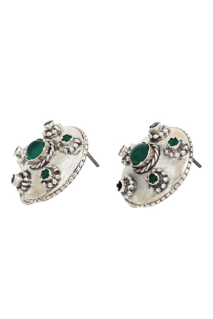 Boho Floret Silver Stud Earrings 
