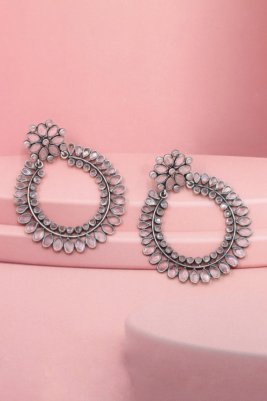 Silver Checker Stone Danglers 